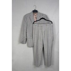 Jack Victor Suit Mens 42/36S Gray Pinstripe Italian Wool Two Button Professional